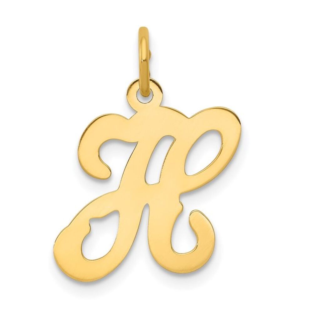 14k Yellow Gold, Sophia Collection, Small Script Initial H Pendant